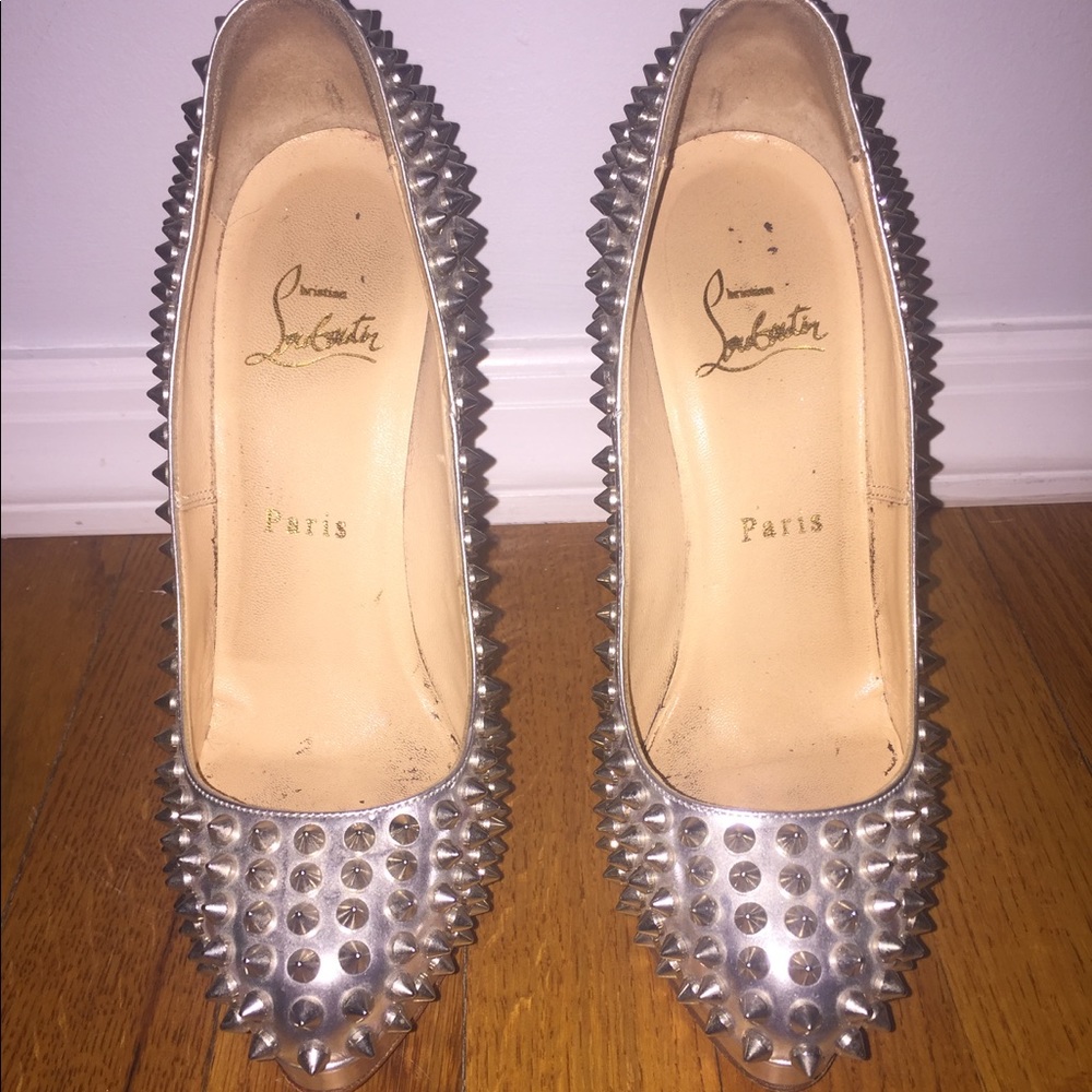 Christian Louboutin Silver Spike Shoes